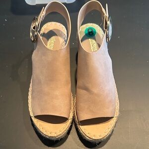 Catherine Malandrino Taupe Open-Toe Espadrille Wedges